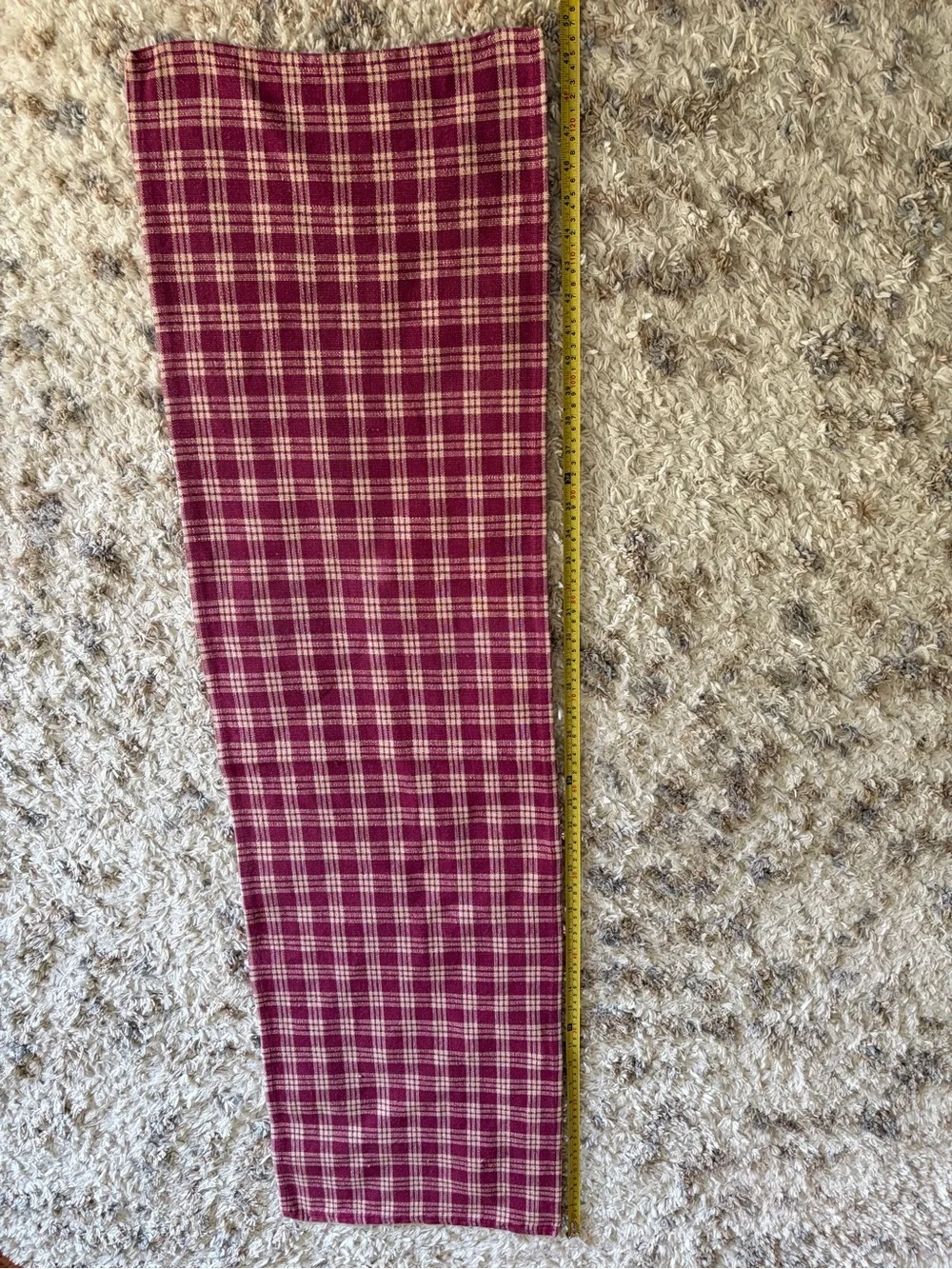 Plaid Red and Cream Table Runner Scarf